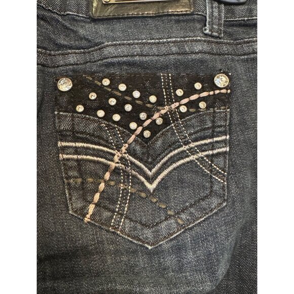 L.A. Idol Jeans Womens Size 5 Dark Wash Embellished Skinny Denim Pants USA - Picture 8 of 9